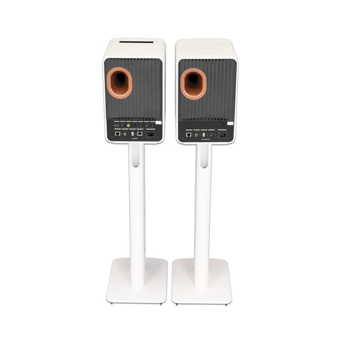 KEF LS50 Wireless II Active Bookshelf Speakers; White Pair w/ Stands