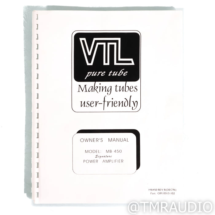 VTL MB-450 Signature Tube Monoblock Power Amplifiers; Pair