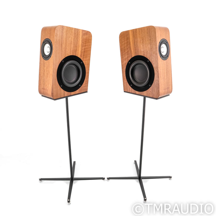 Boenicke W5 SE Bookshelf Speakers; Walnut Pair with Stands