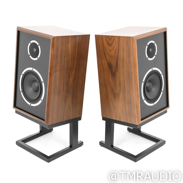 KLH Model Three Bookshelf Speakers; Walnut Pair w/ Stands