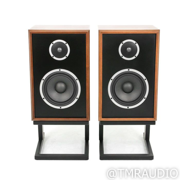 KLH Model Three Bookshelf Speakers; Walnut Pair w/ Stands