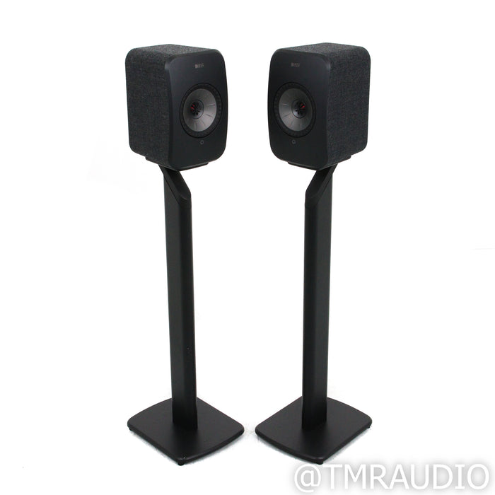 KEF LSX Wireless Active Bookshelf Speakers; Black Pair w/ Stands