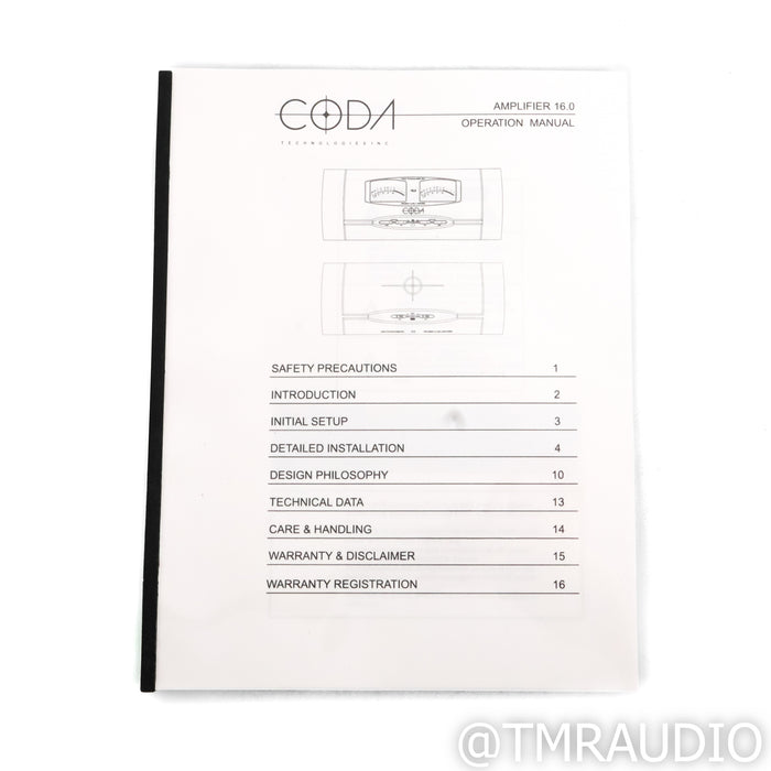 Coda 16.0 Stereo Power Amplifier