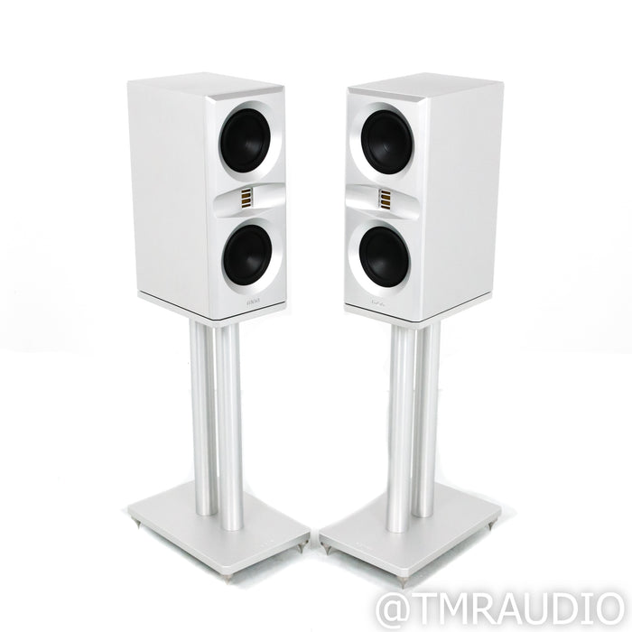 Mon Acoustics PlatiMon VC One Bookshelf Speakers; Silver Pair with Stands