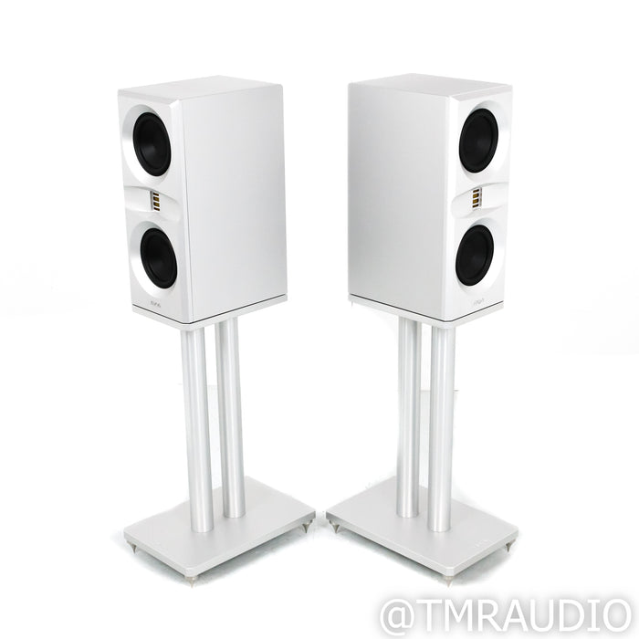 Mon Acoustics PlatiMon VC One Bookshelf Speakers; Silver Pair with Stands