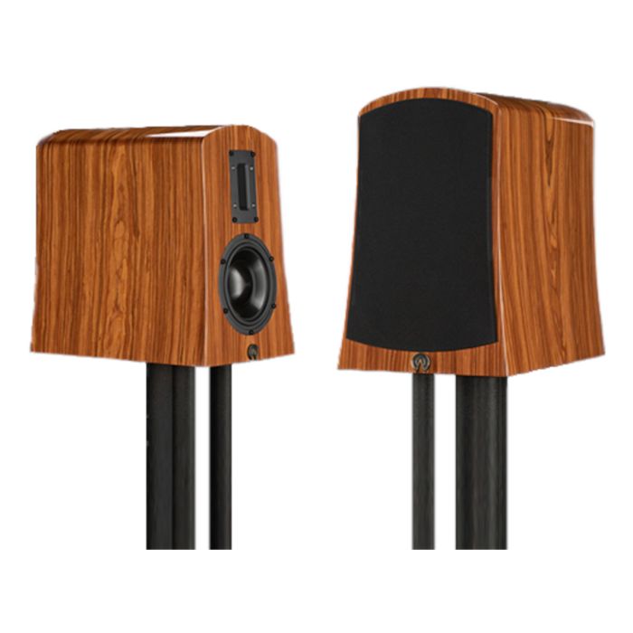 Alta Audio Alyssa Bookshelf Speakers; Rosewood Pair with Stands (Mint / Unused)