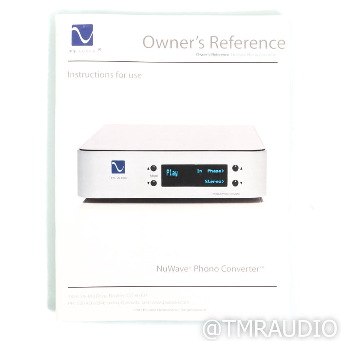 PS Audio NuWave Phono Preamplifier and Converter; A/D Converter;  MM & MC