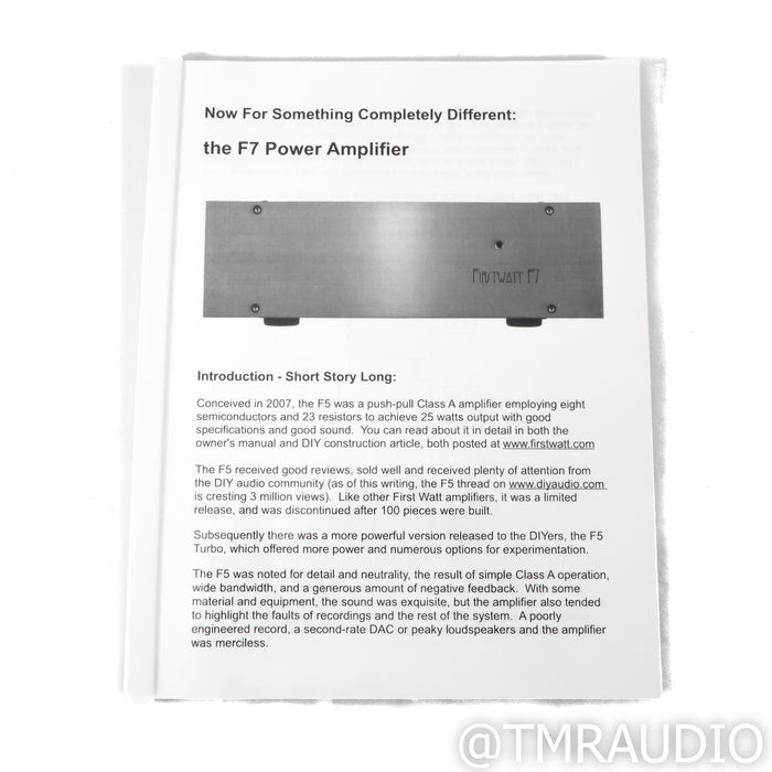 First Watt F7 Stereo Power Amplifier