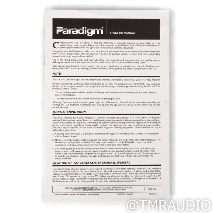 Paradigm CC-450 Center Channel Speaker; Black