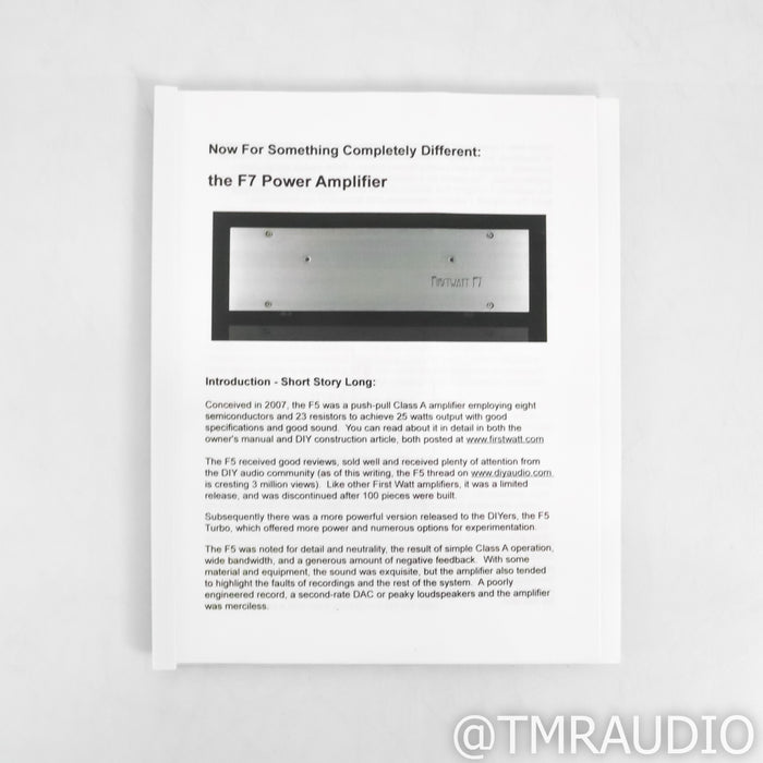 First Watt F7 Stereo Power Amplifier