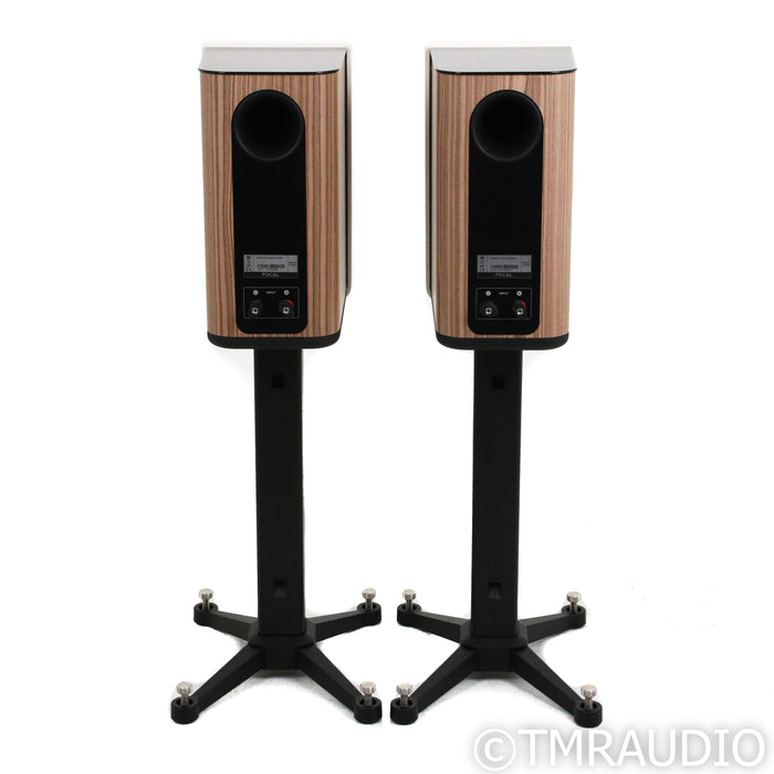 Focal Kanta No. 1 Bookshelf Speakers; Walnut Ivory Pair w/ Stands