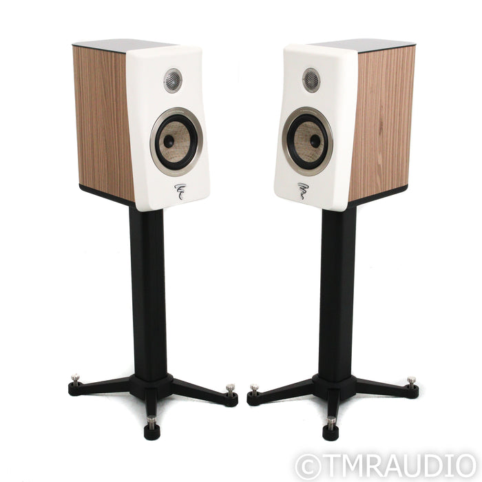Focal Kanta No. 1 Bookshelf Speakers; Walnut Ivory Pair w/ Stands