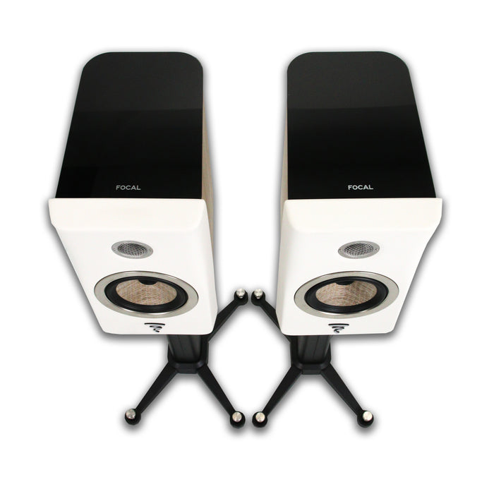 Focal Kanta No. 1 Bookshelf Speakers; Walnut Ivory Pair w/ Stands