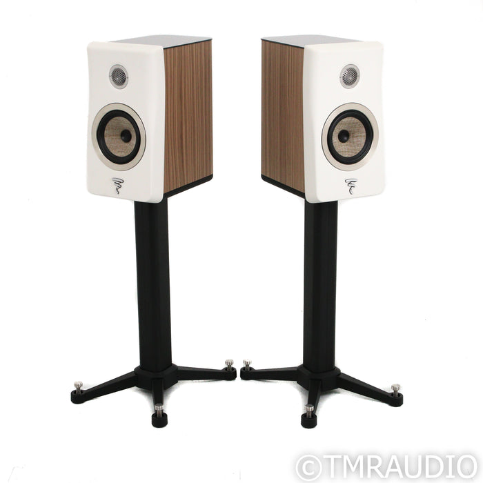 Focal Kanta No. 1 Bookshelf Speakers; Walnut Ivory Pair w/ Stands