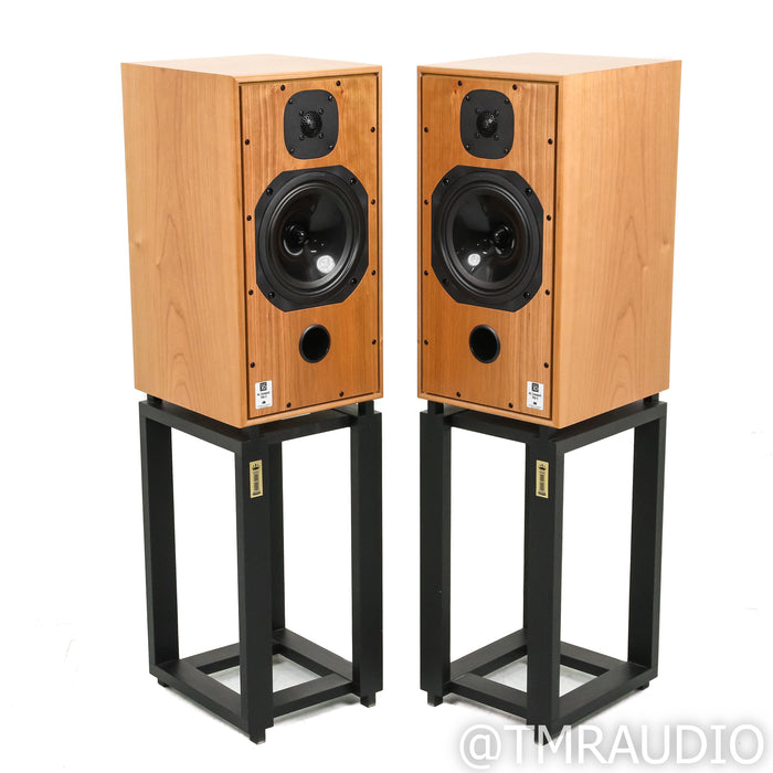 Harbeth HL Compact 7ES-3 XD Bookshelf Speakers; Cherry Pair w/ Ton Trager Stands