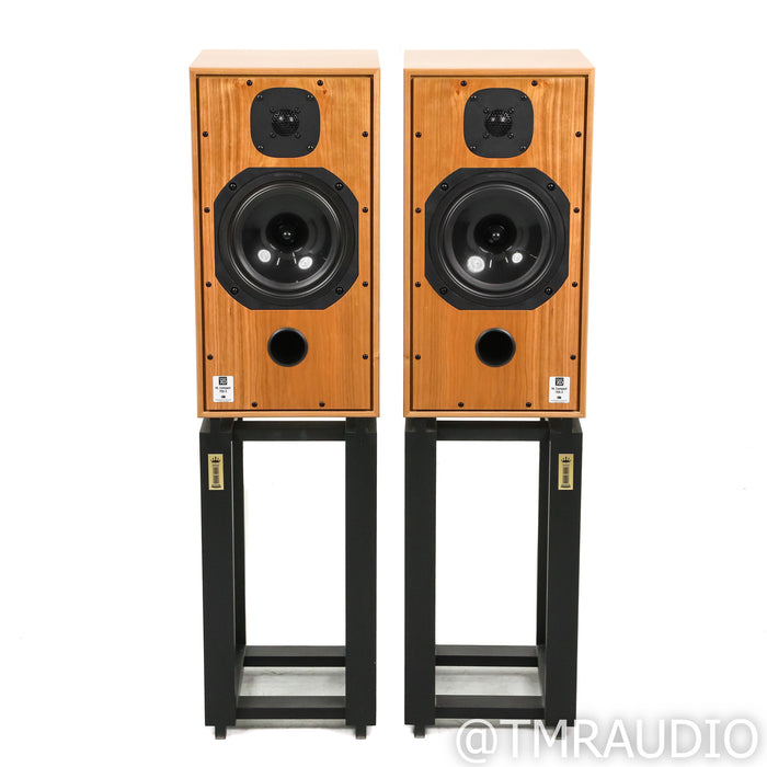 Harbeth HL Compact 7ES-3 XD Bookshelf Speakers; Cherry Pair w/ Ton Trager Stands