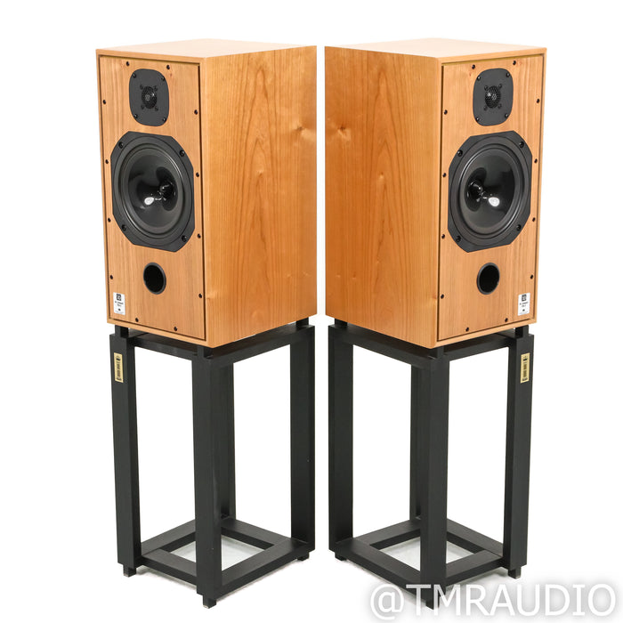 Harbeth HL Compact 7ES-3 XD Bookshelf Speakers; Cherry Pair w/ Ton Trager Stands