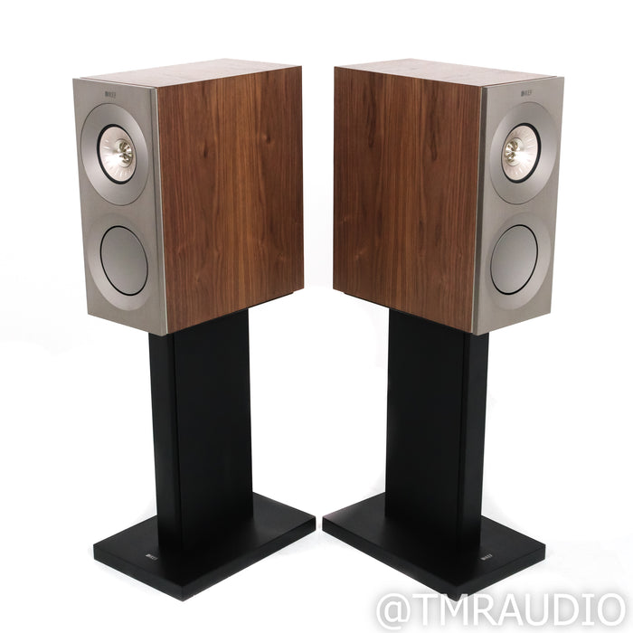 KEF Reference 1 Meta Bookshelf Speakers; Silver & Walnut Pair w/ Stands