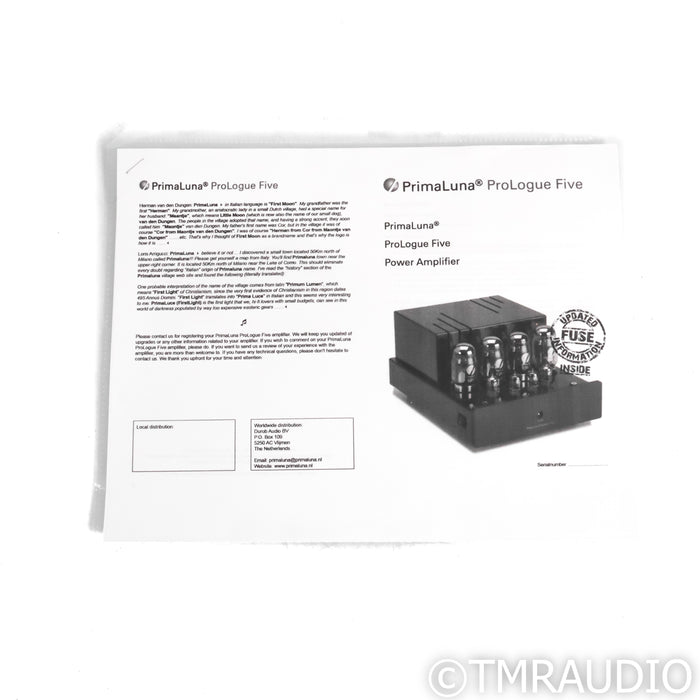 PrimaLuna ProLogue Five Stereo Tube Power Amplifier