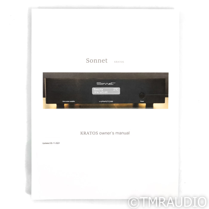Sonnet Audio Kratos Monoblock Power Amplifiers; Pair