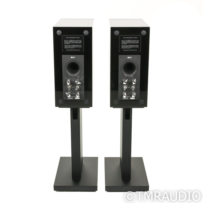 KEF Reference 1 Meta Bookshelf Speakers; High-Gloss Black Pair with Stands