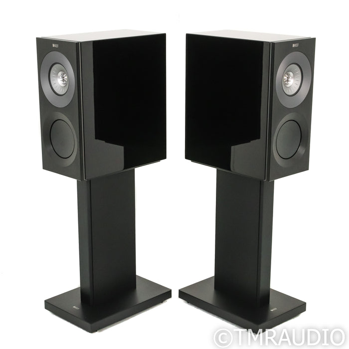 KEF Reference 1 Meta Bookshelf Speakers; High-Gloss Black Pair with Stands
