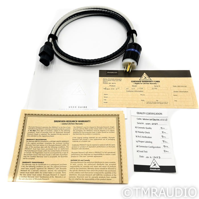 Shunyata Research Venom V14 Digital  Power Cord; 1.75m AC Cable