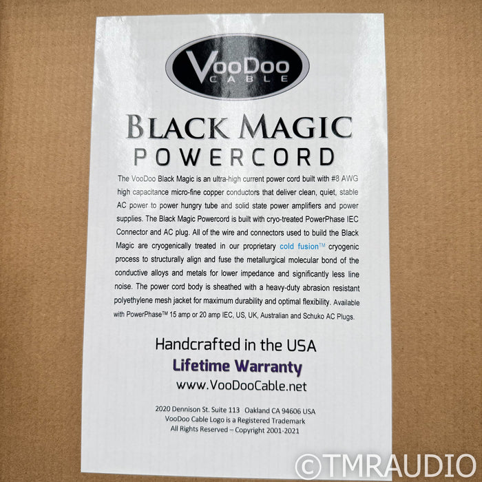 VooDoo Cables Black Magic Power Cord; 1m AC Cable