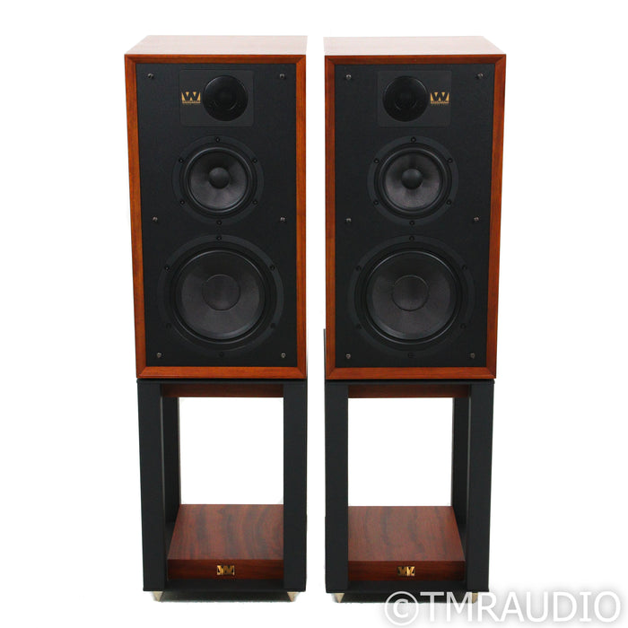 Wharfedale Linton 85th Anniv. Bookshelf Speakers; Red Mahogany Pair w/ Stands