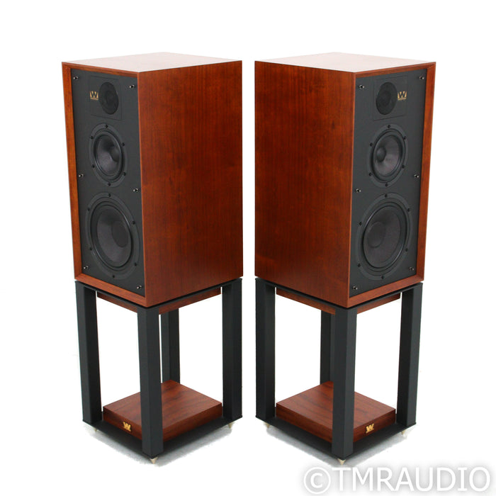 Wharfedale Linton 85th Anniv. Bookshelf Speakers; Red Mahogany Pair w/ Stands