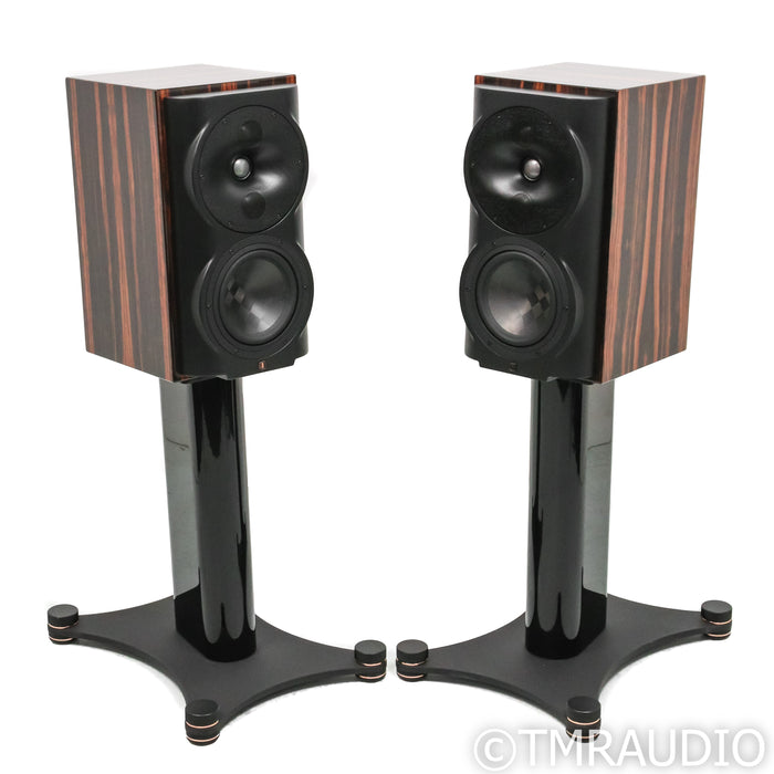 Perlisten S4b SE Bookshelf Speakers; Ebony High Gloss Pair w/ Stands
