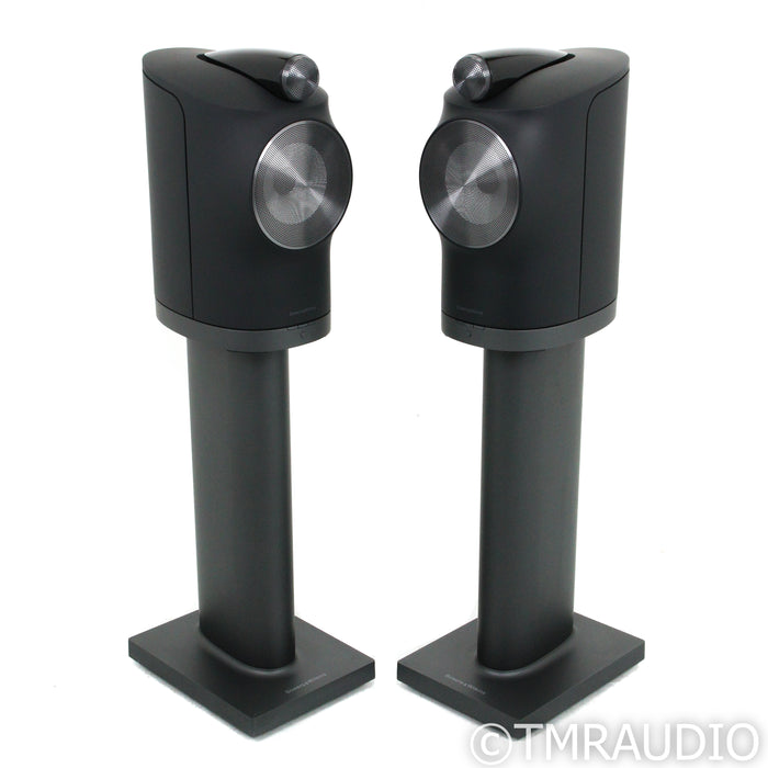 B&W Formation Duo Wireless Active Bookshelf Speakers; Black Pair w/ Stands