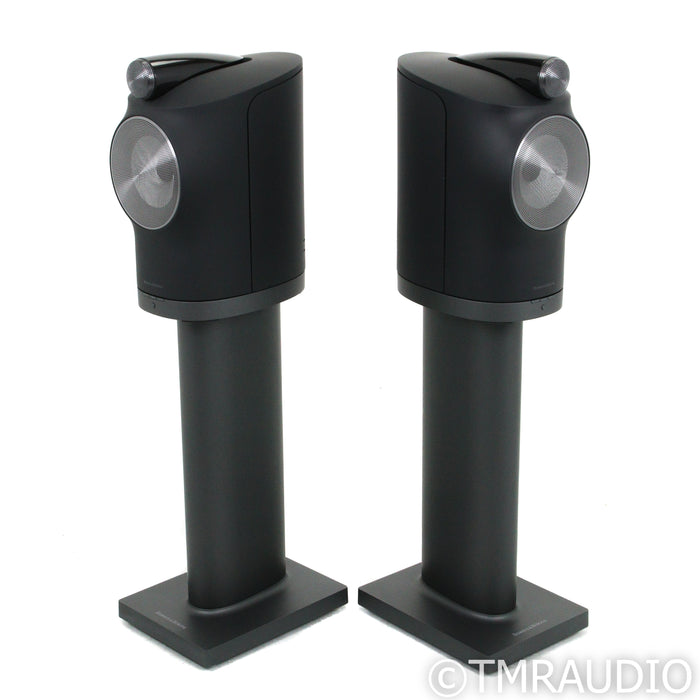 B&W Formation Duo Wireless Active Bookshelf Speakers; Black Pair w/ Stands