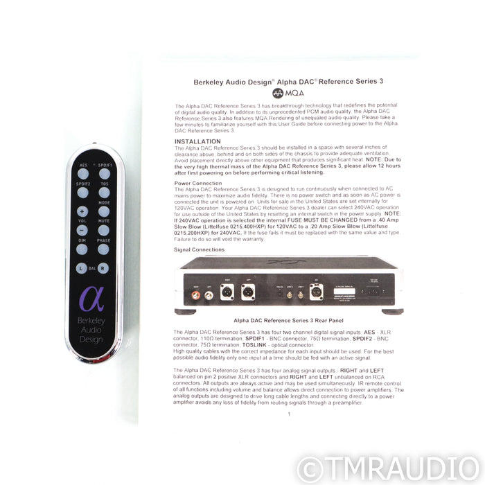 Berkeley Audio Design Alpha DAC Reference Series 3; D/A Converter