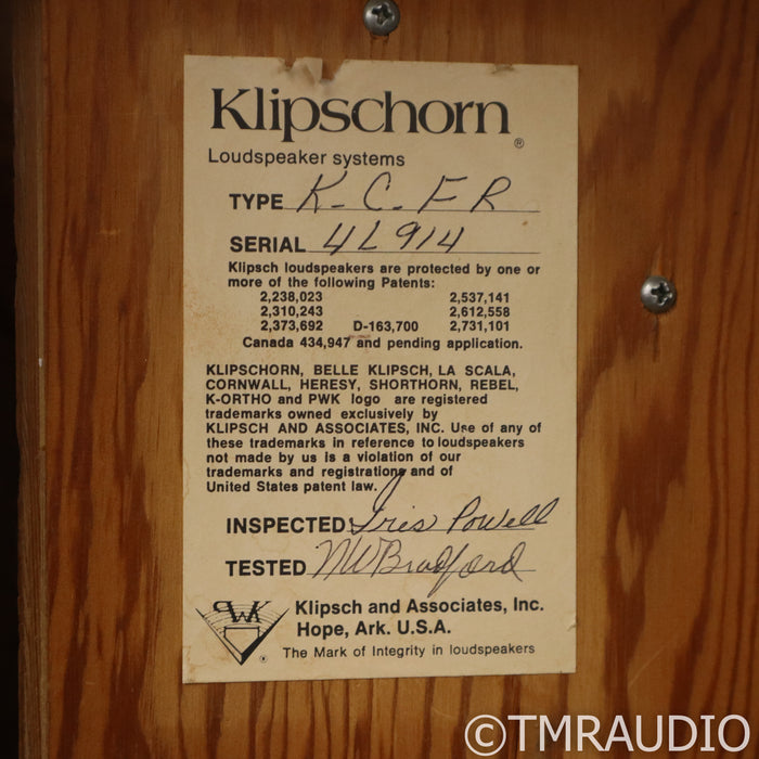 Klipsch Klipschorn Vintage Floorstanding Speakers; Pair; Crites Gold Crossovers