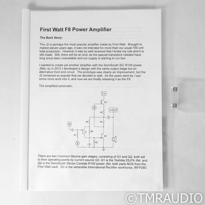 First Watt F8 Stereo Power Amplifier