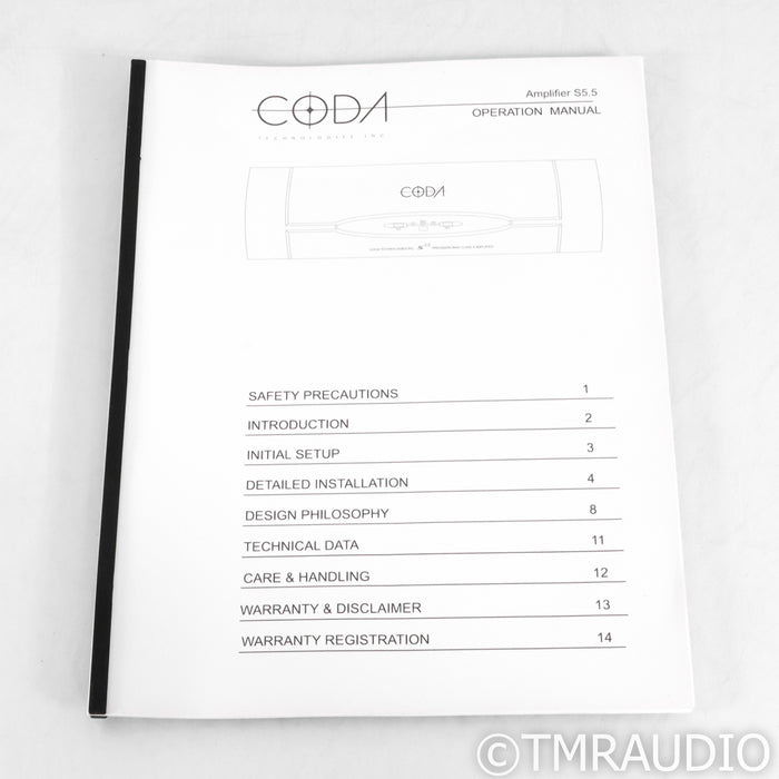Coda S5.5 Stereo Power Amplifier