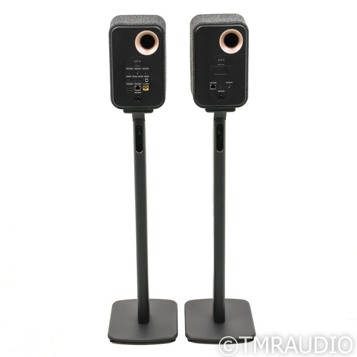 KEF LSX II Wireless Bookshelf Speakers; Carbon Black Pair with Stands