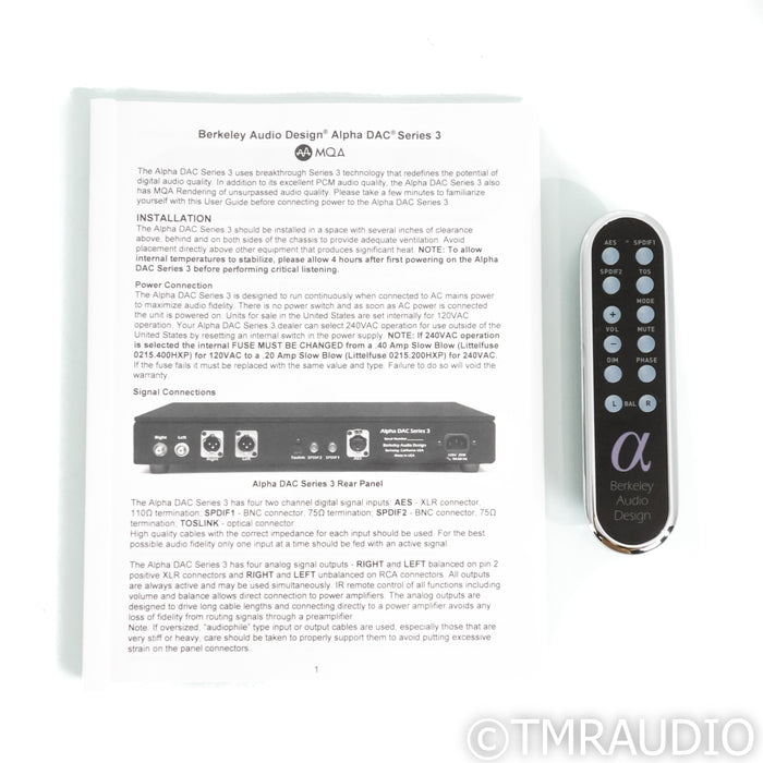 Berkeley Audio Design Alpha DAC Series 3; D/A Converter