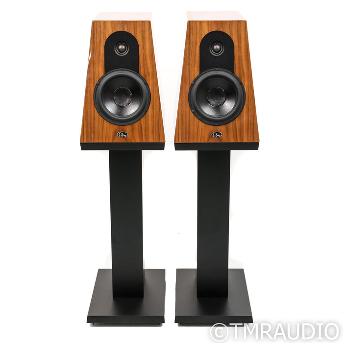 Qln Prestige 1 Bookshelf Speakers; Piano Walnut Pair with Stands