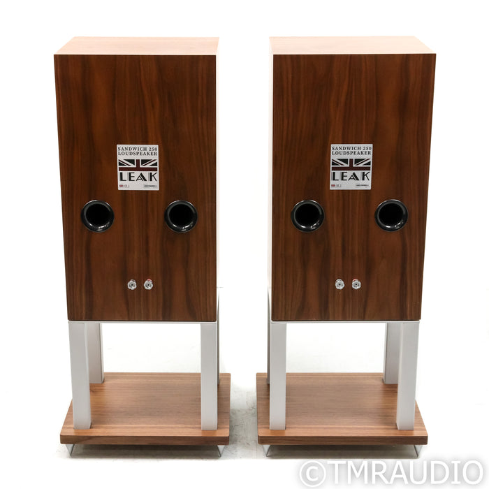 Leak Sandwich 250 Bookshelf Speakers; Walnut Pair w/ Stands
