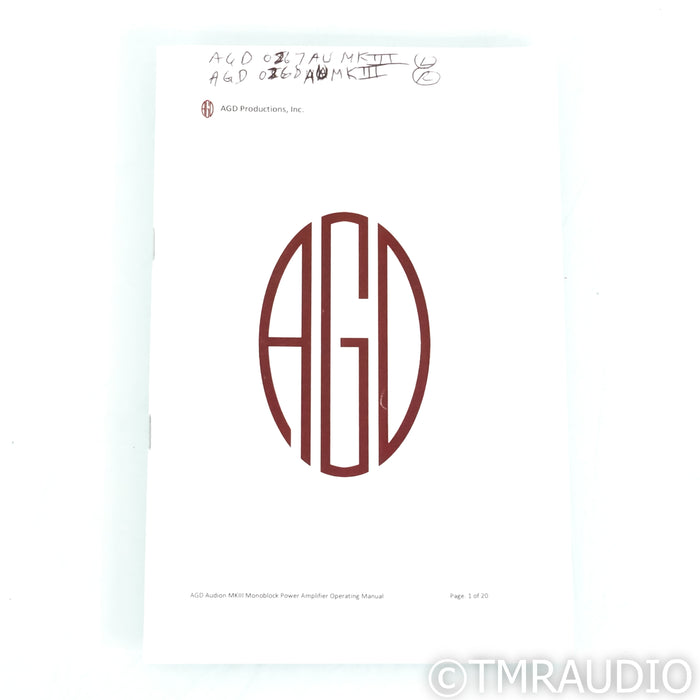 AGD Productions The Audion MkIII Monoblock Power Amplifiers; Pair