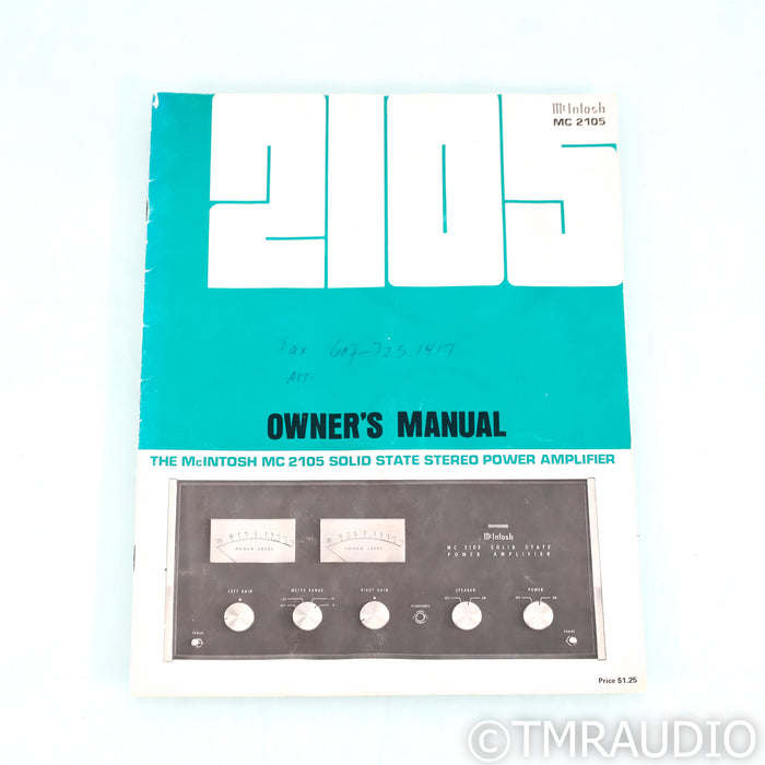 McIntosh MC2105 Vintage Stereo Power Amplifier