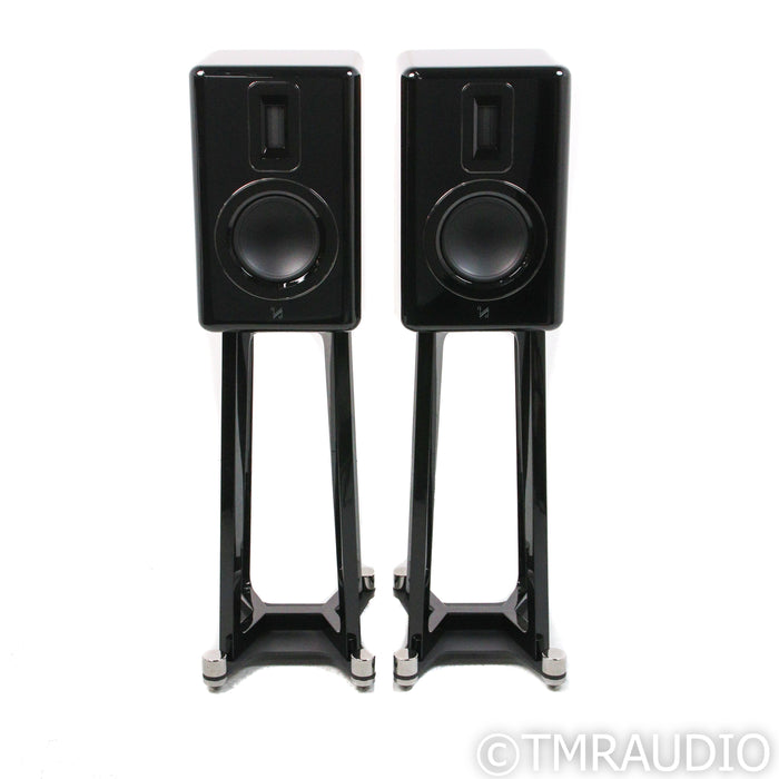 Quad Revela 1 Bookshelf Speakers with Stands; Walnut Pair
