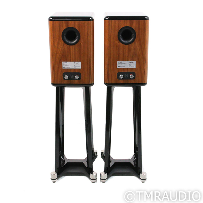 Quad Revela 1 Bookshelf Speakers with Stands; Walnut Pair