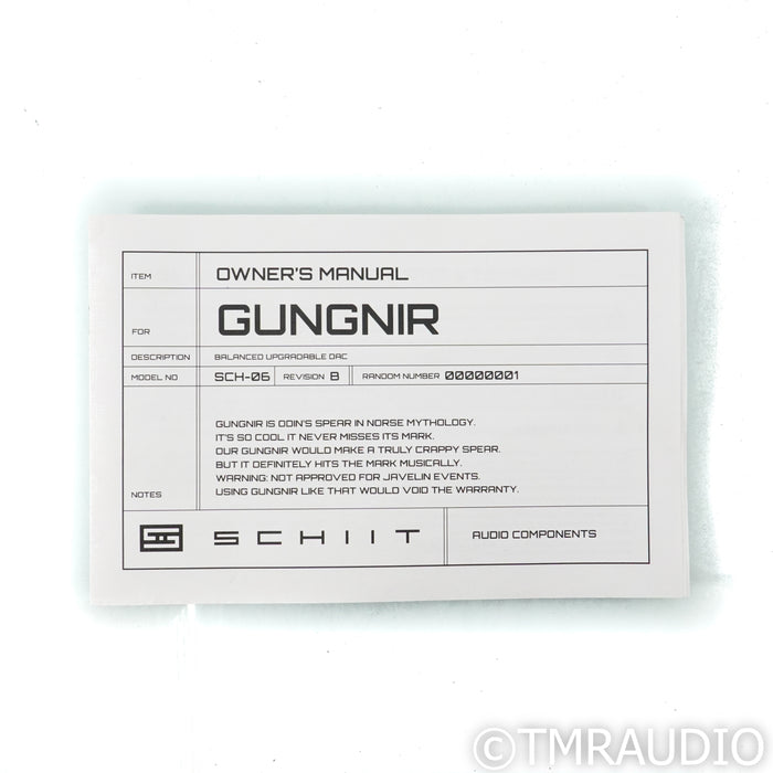 Schiit Audio Gungnir DAC; D/A Converter; Gen 5 USB