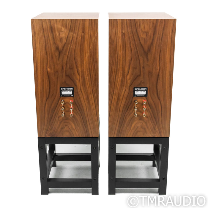 Spendor Classic 100 Bookshelf Speakers; Walnut Pair w/ HiFi Racks Stands