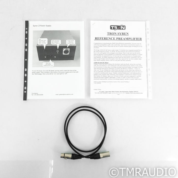 Tron Syren Stereo Tube Preamplifier; w/ PSU; Silver Wiring