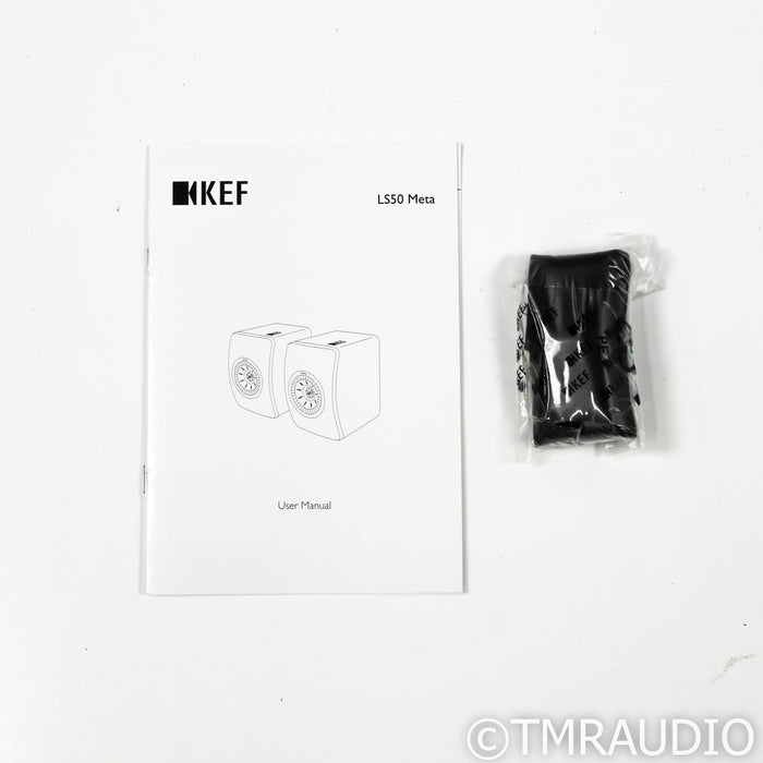 KEF LS50 Meta Bookshelf Speakers; White Pair w/ Stands; Gaia III