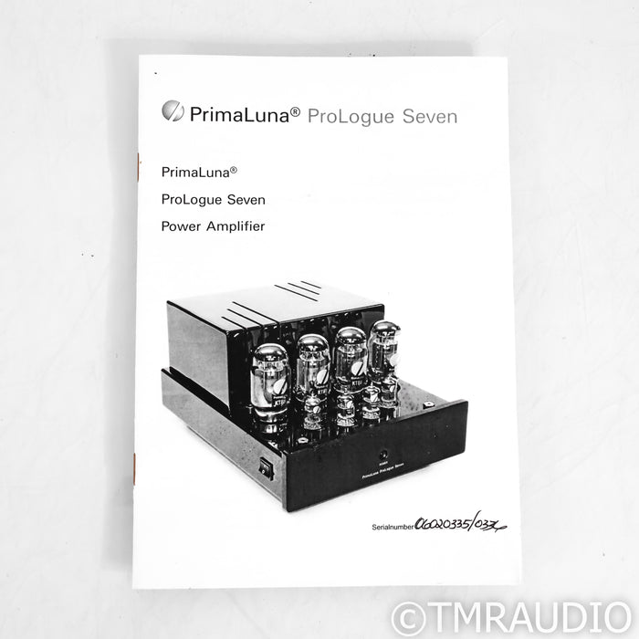 PrimaLuna Prologue Seven Tube Monoblock Power Amplifiers; Pair
